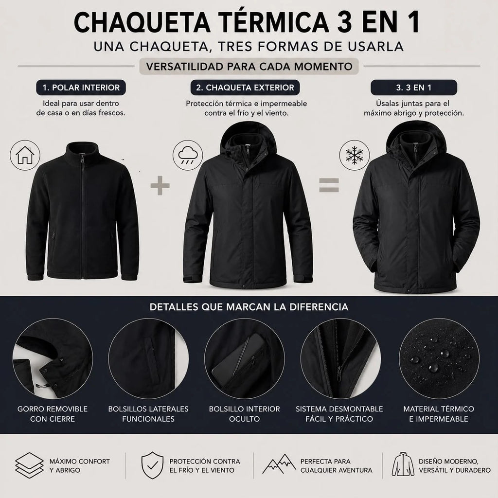 Chaqueta impermeable Doble capa TNF (3 EN 1)